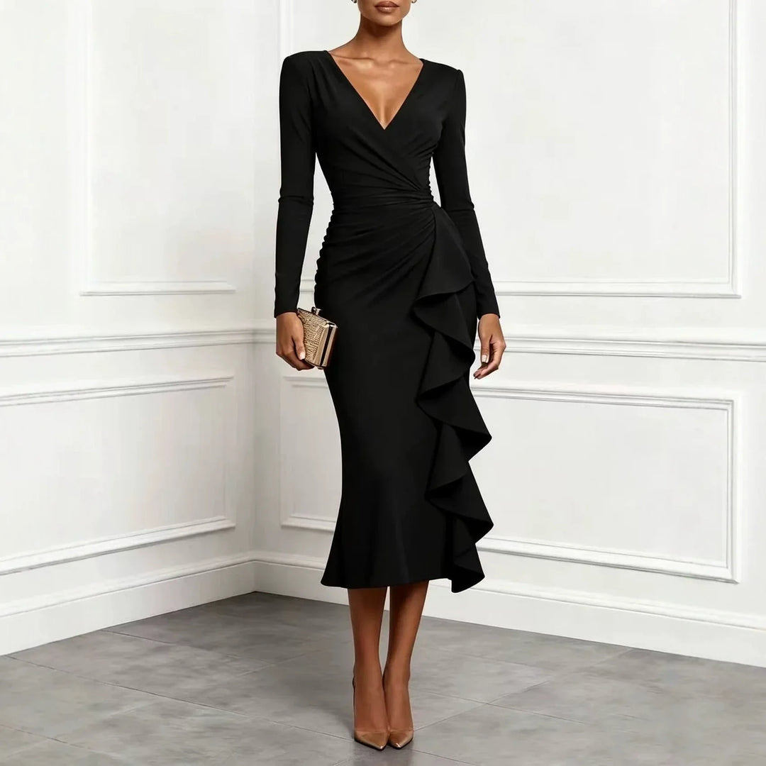 Seraphine Ruffle Front Midi Dress