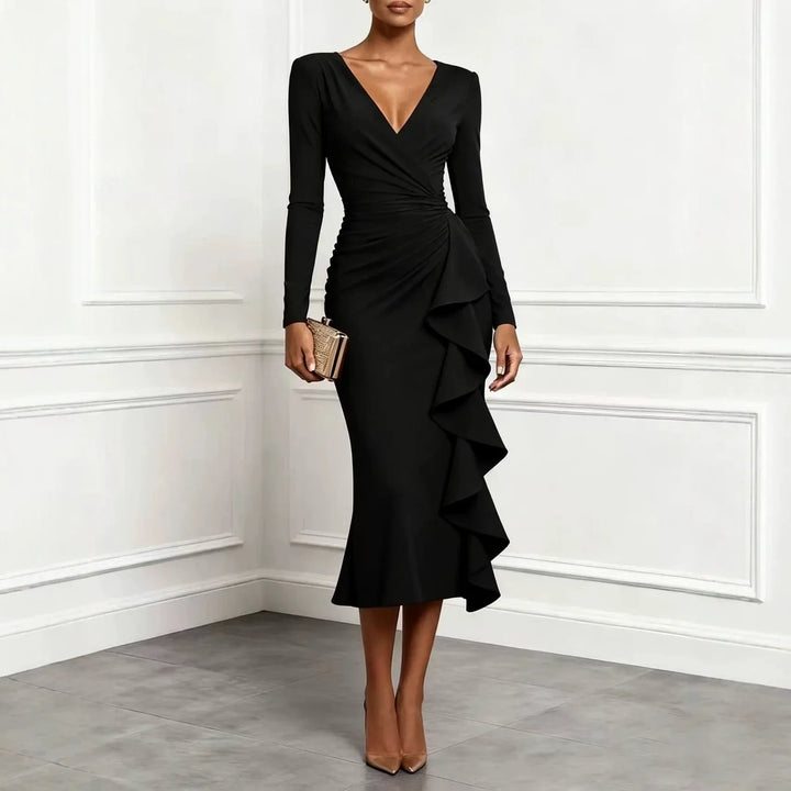 Seraphine Ruffle Front Midi Dress