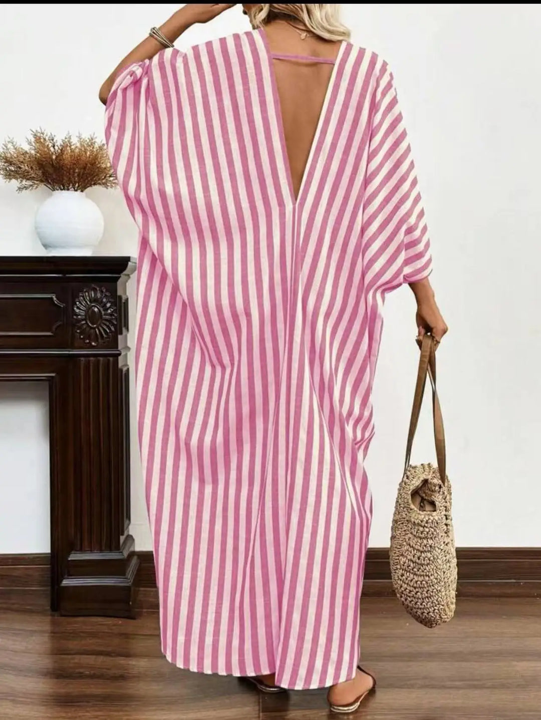 Evania Striped Kaftan Maxi Dress