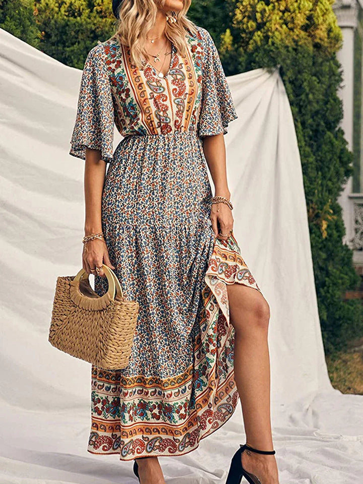 Sandra Flowy Boho Print Maxi Dress