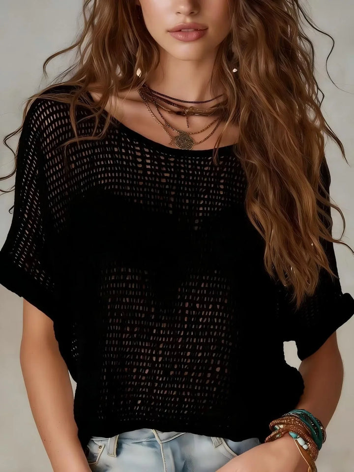 Coralie Breathable Short Sleeve Crochet Top