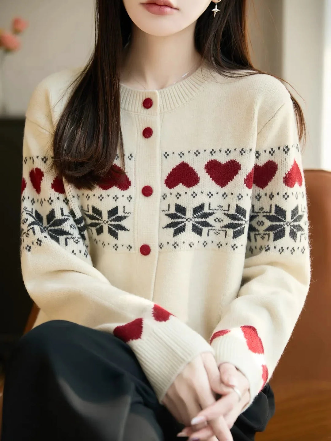 Leslie Jacquard Knit Cardigan