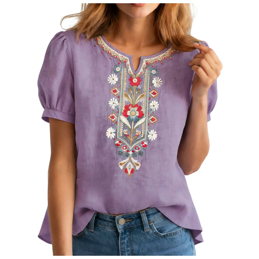 Annabelle Embroidered Linen Blouse