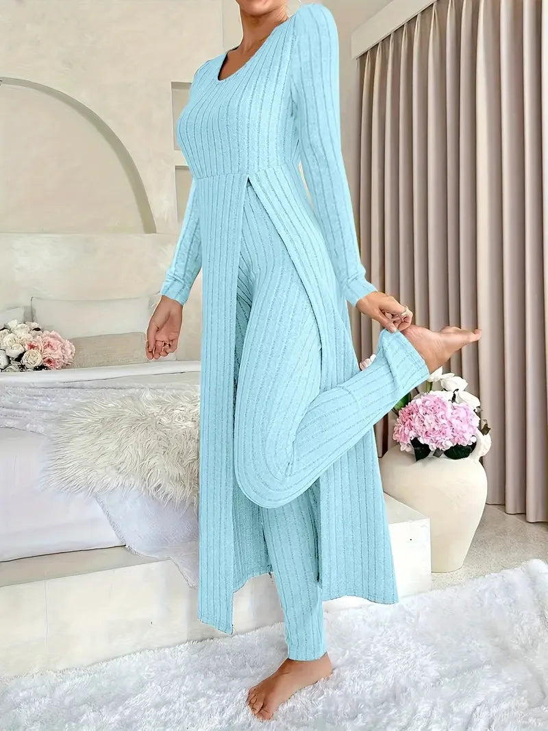 Celandine Ribbed Lounge Two Piece Set