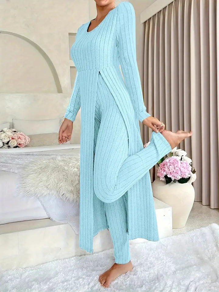 Celandine Ribbed Lounge Two Piece Set