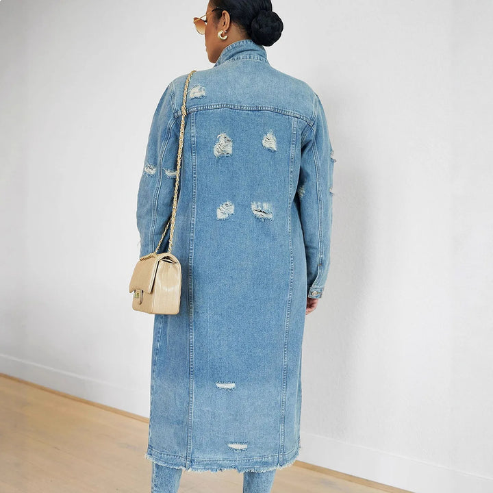 Palma Distressed Denim Trench