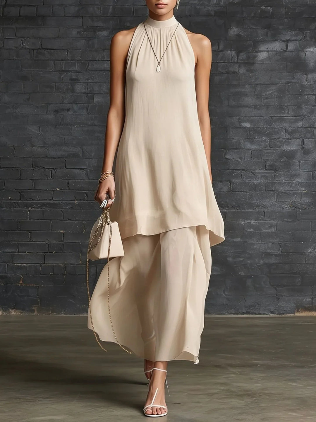 Thalia Elegant Layered Chiffon Wedding Guest Dress