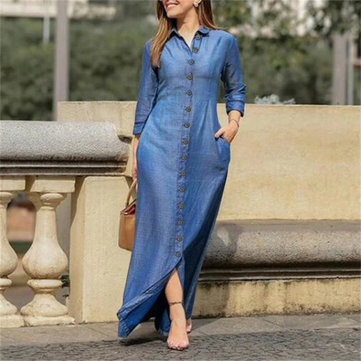 Felicity Denim Maxi Shirt Dress