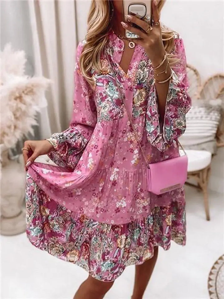 Vivian Boho Floral Mini Dress