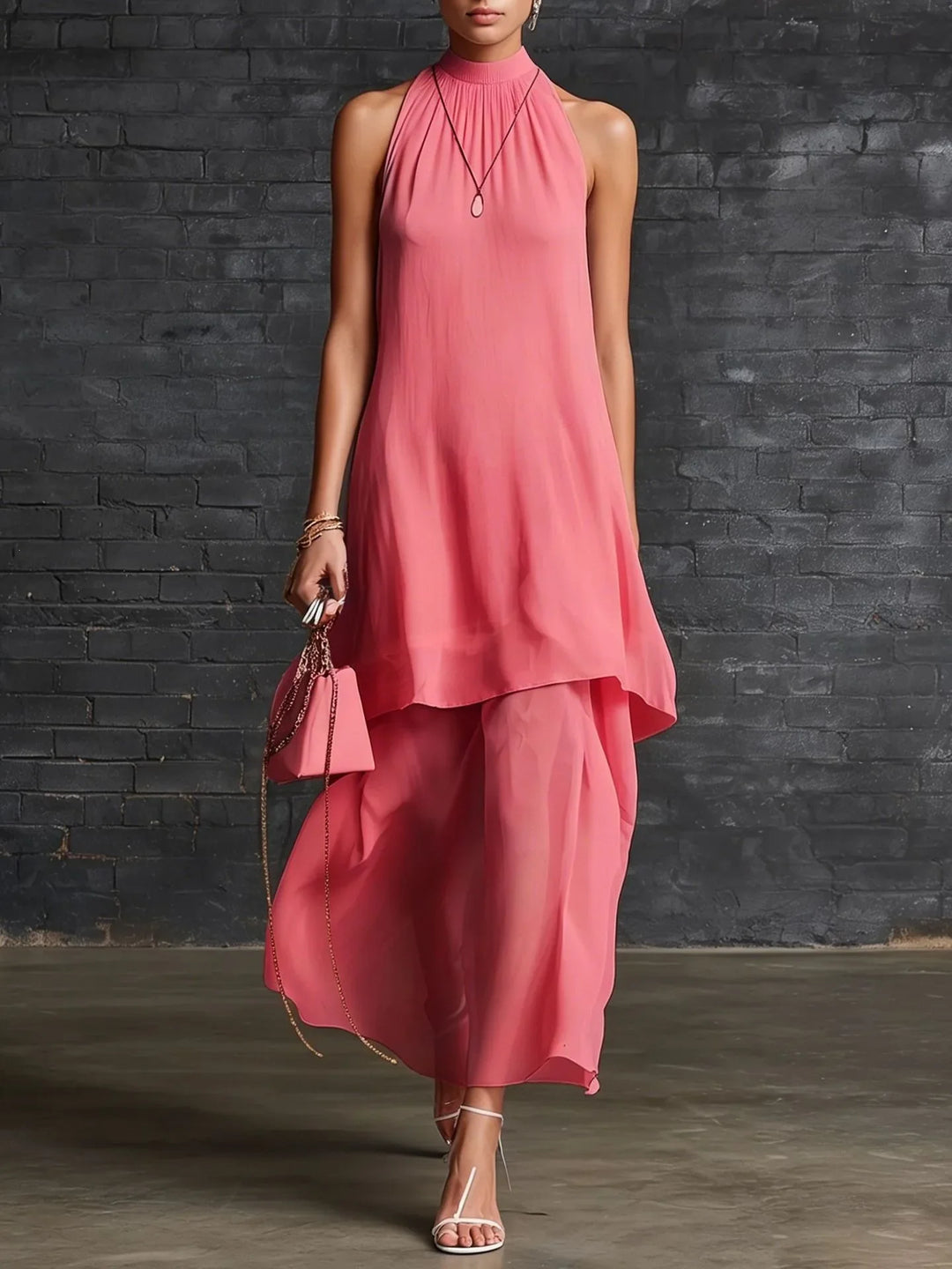 Thalia Elegant Layered Chiffon Wedding Guest Dress