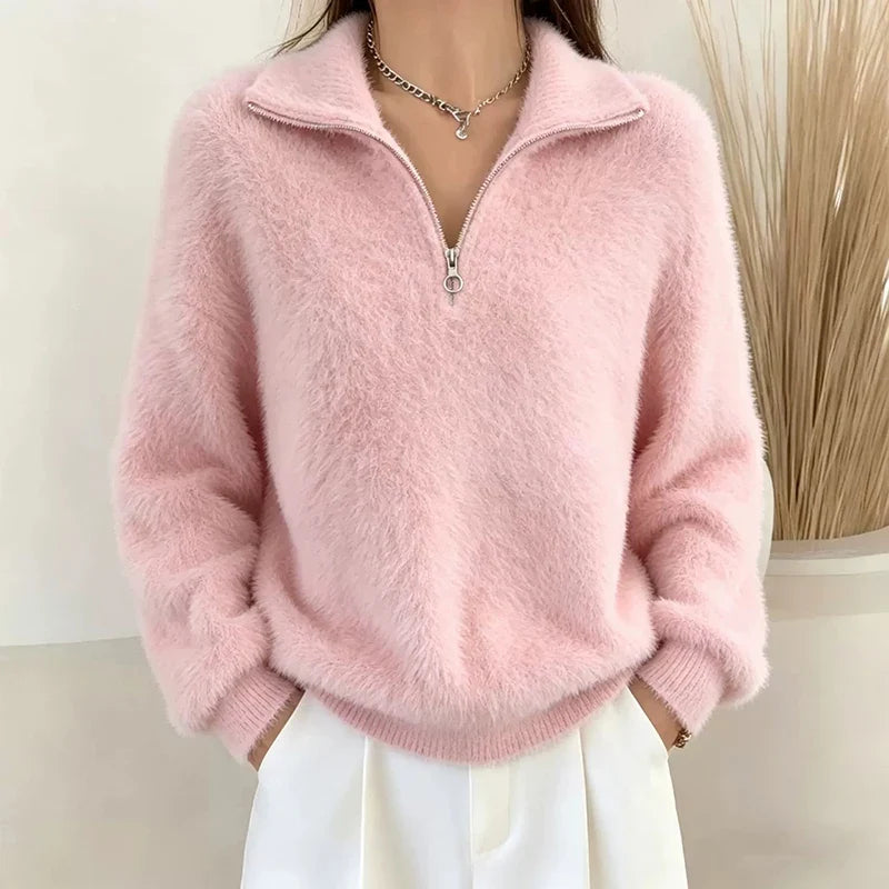 Wynne Half Zip Fuzzy Pullover
