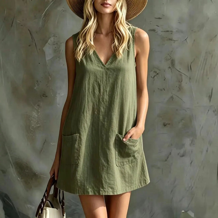 Valeska Linen Pocket Mini Dress