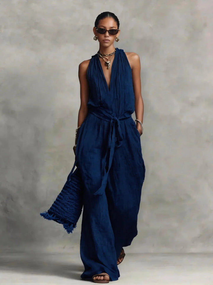 Ciana Front Tie Wide Leg Jumpsuit