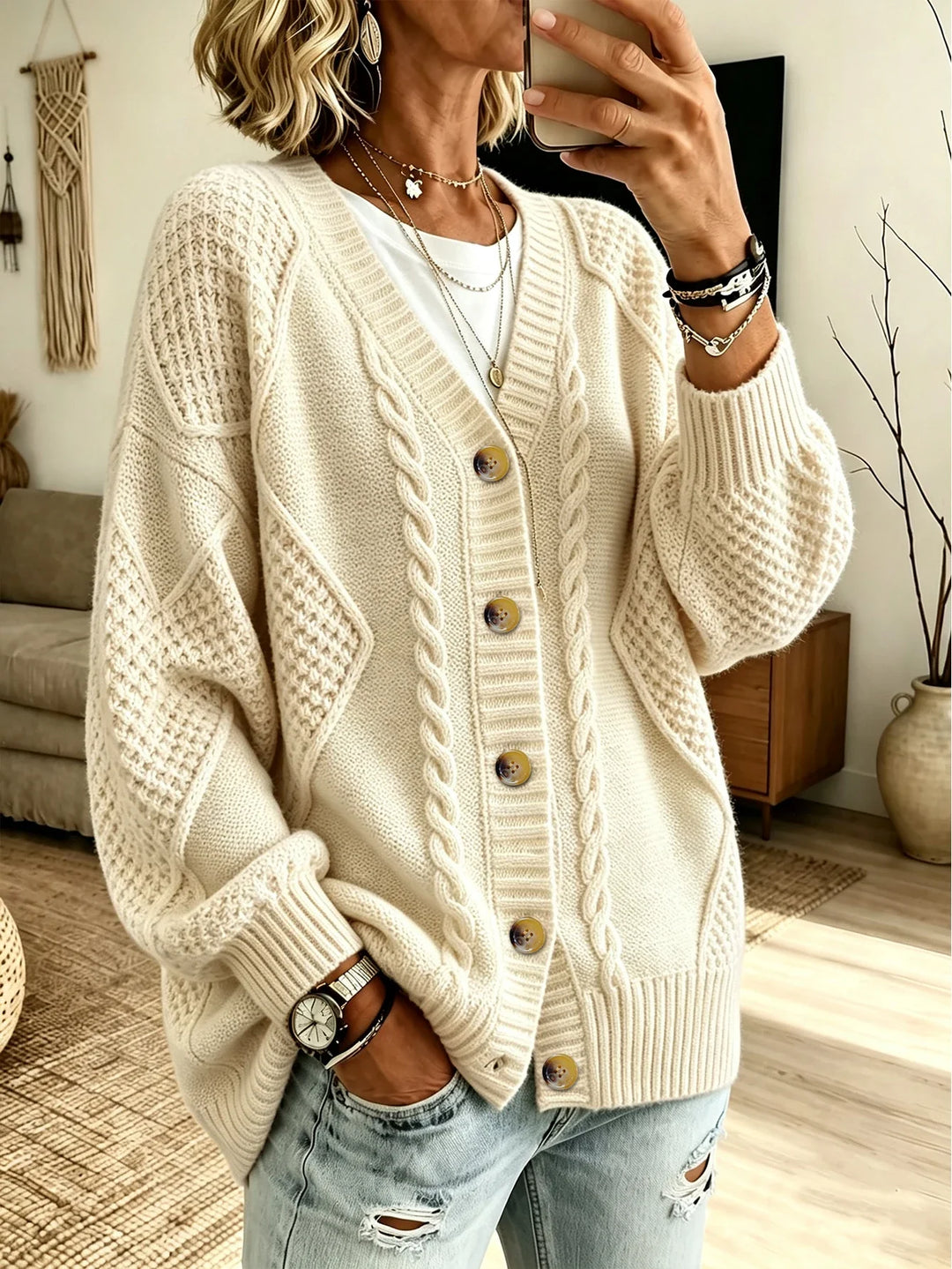 Elina Cable Knit Cardigan