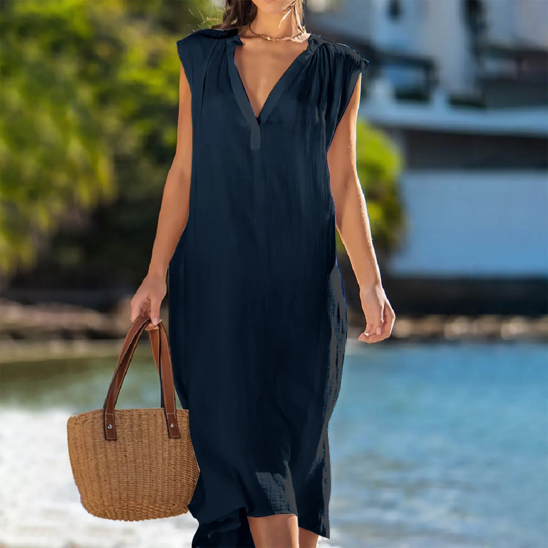 Phoebe Relaxed V Neck Midi Dress