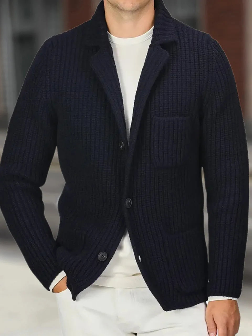 Gareth Ribbed Knit Cardigan