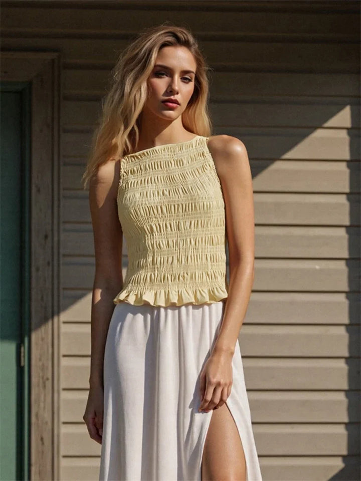 Odessa Ruffle Hem Sleeveless Top