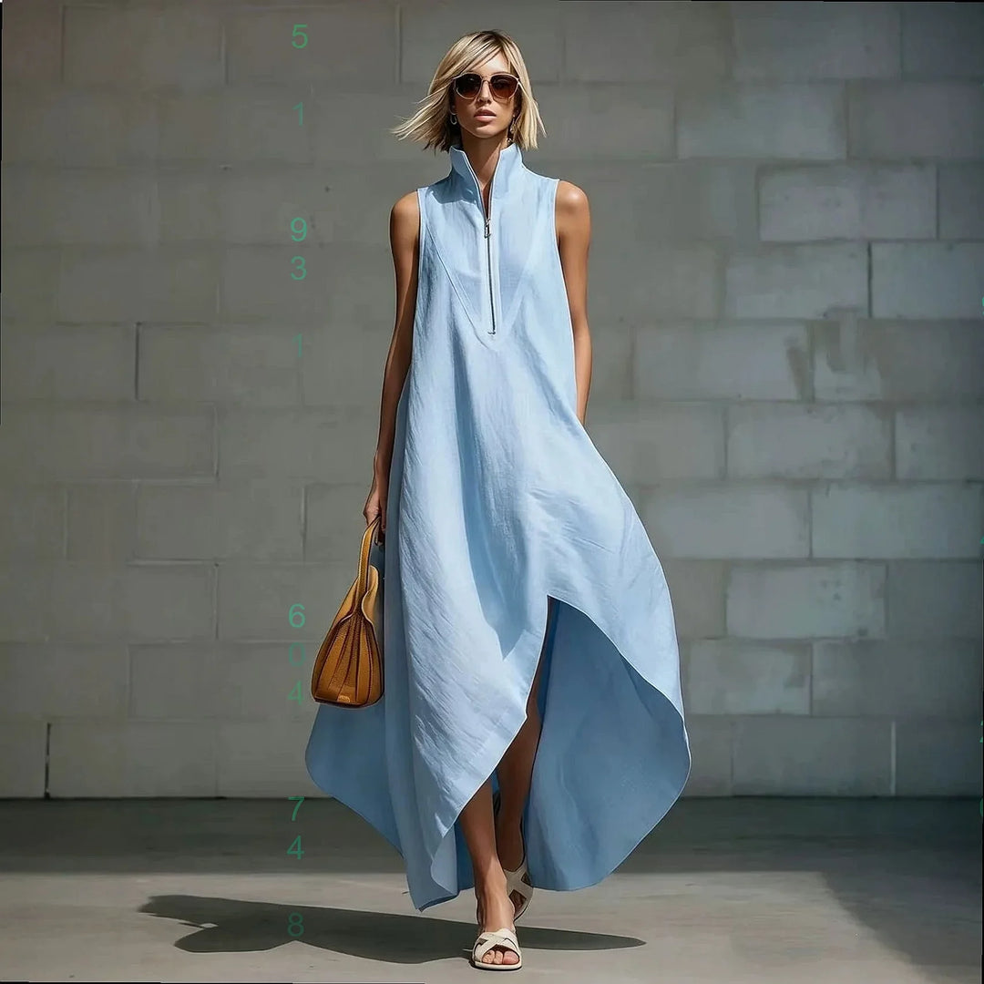 Elara Sleeveless Half Zip Long Dress
