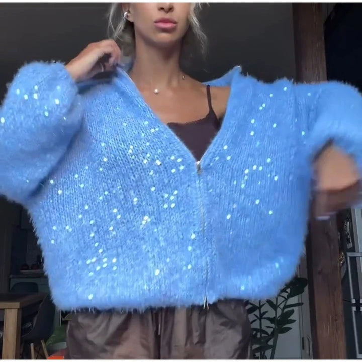 Odalie Sequin Zip Cardigan
