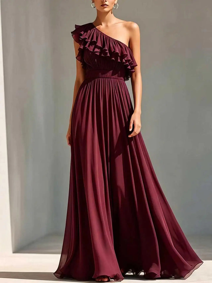 Cassiane One Shoulder Pleated Wedding Guest Dress