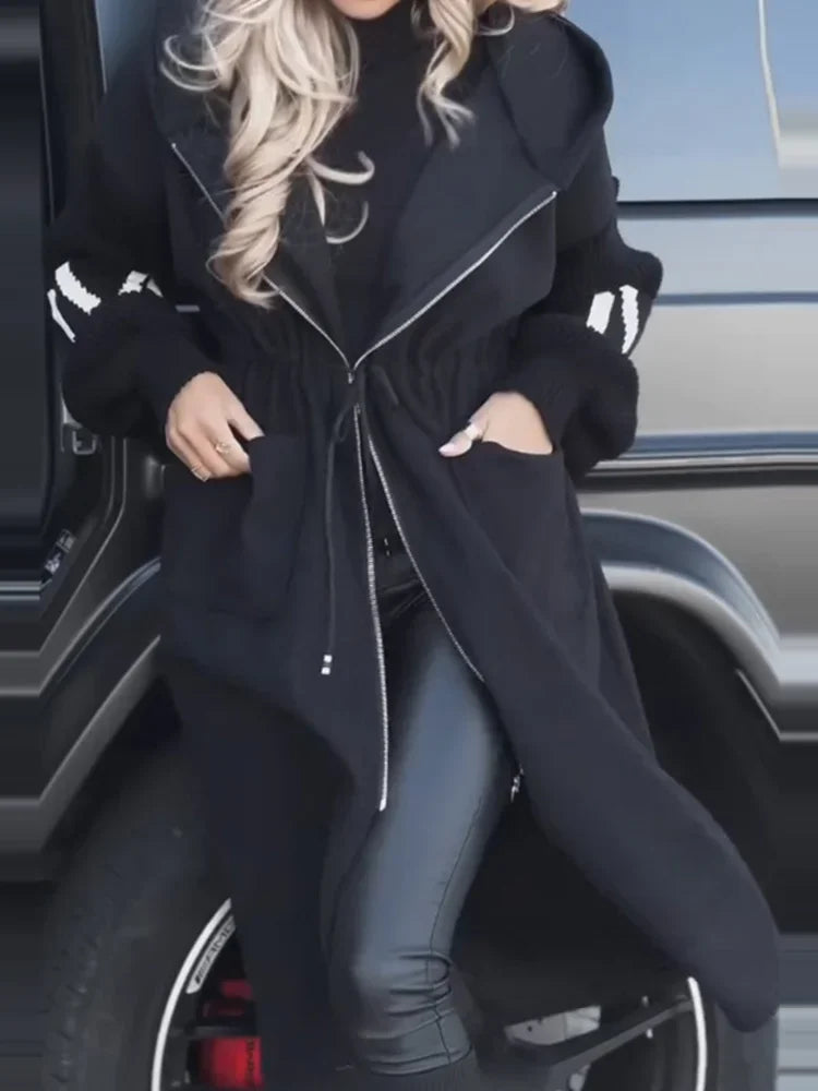 Wilhelmina Drawstring Waist Maxi Coat