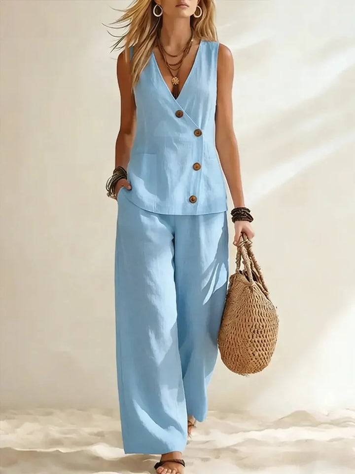 Vanessa Button Vest Co-Ord Set