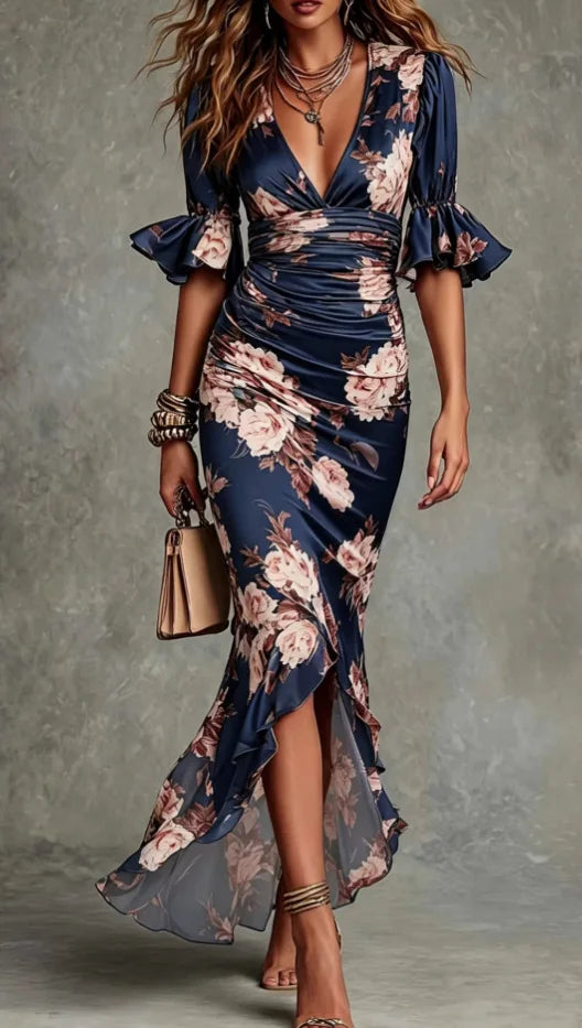 Clara V-Neck Maxi Wedding Guest Dress