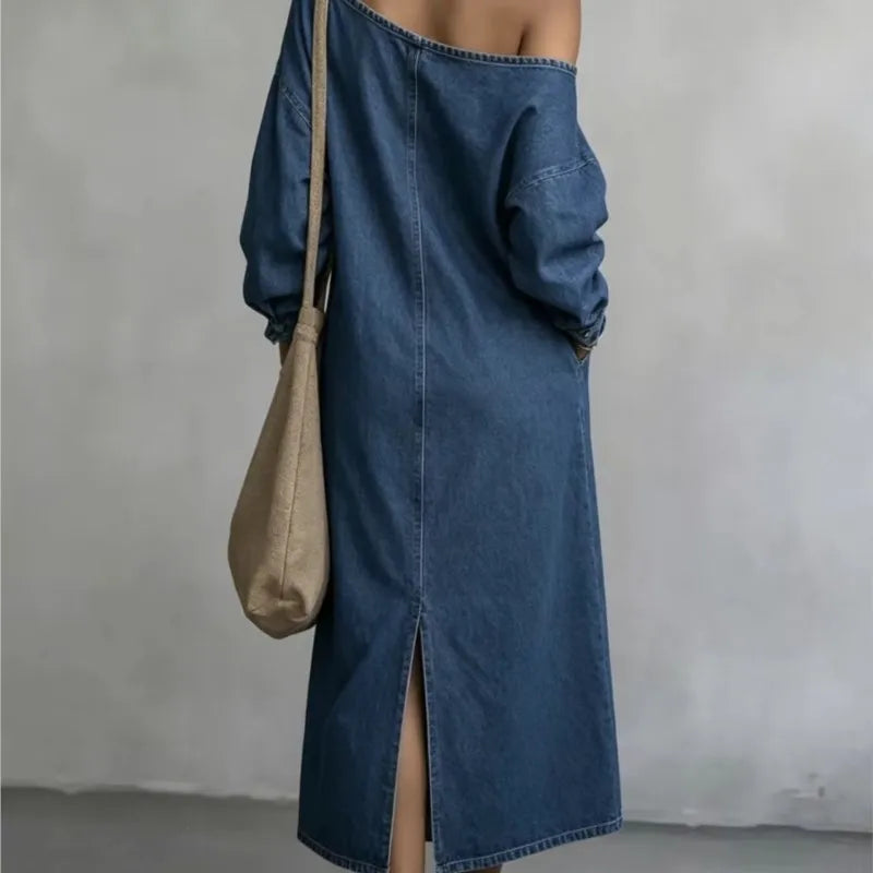 Harlow Off Shoulder Denim Dress