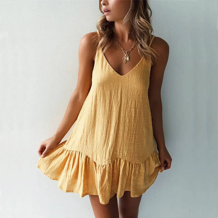 Adriana Linen Ruffle Dress
