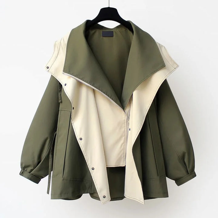 Marisette Contrast Collar Trench