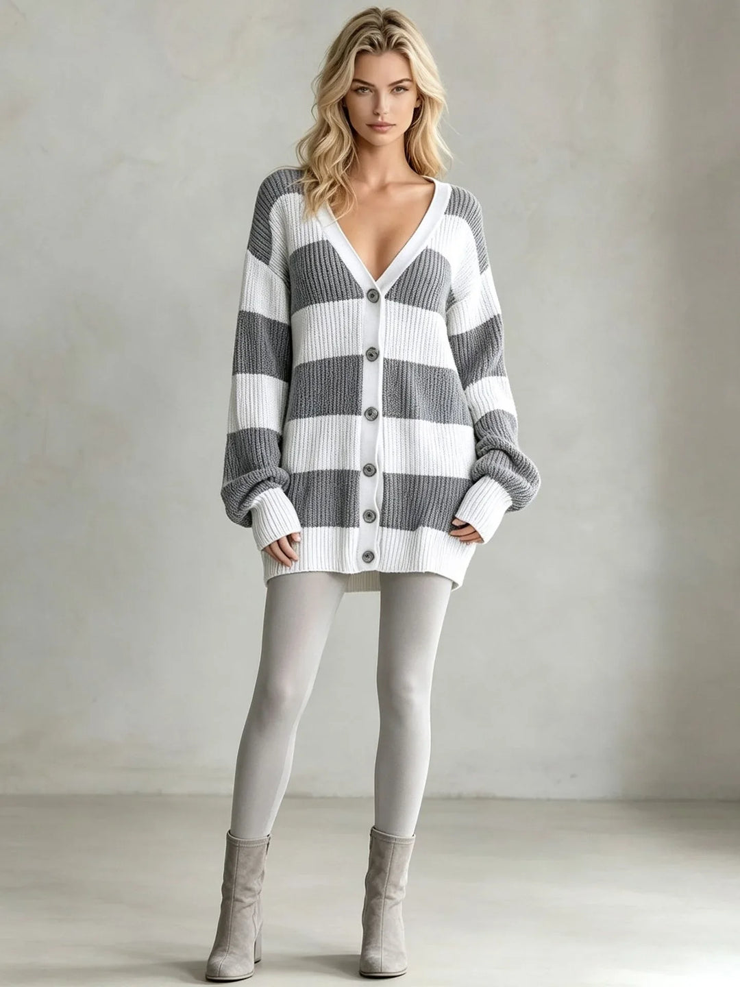 Priyanka Striped Knit Cardigan