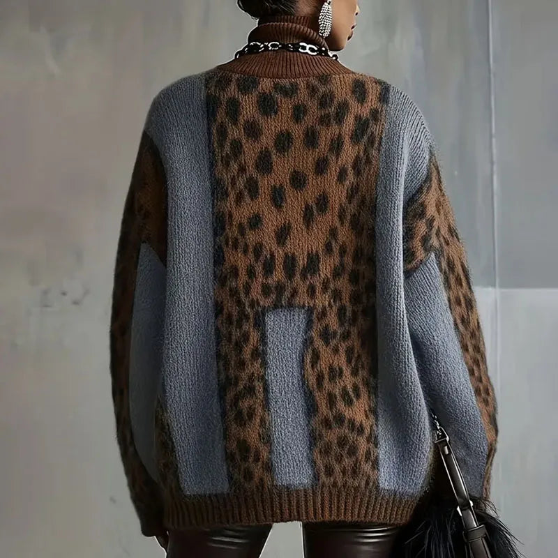 Reese Cozy Leopard Knit Sweater