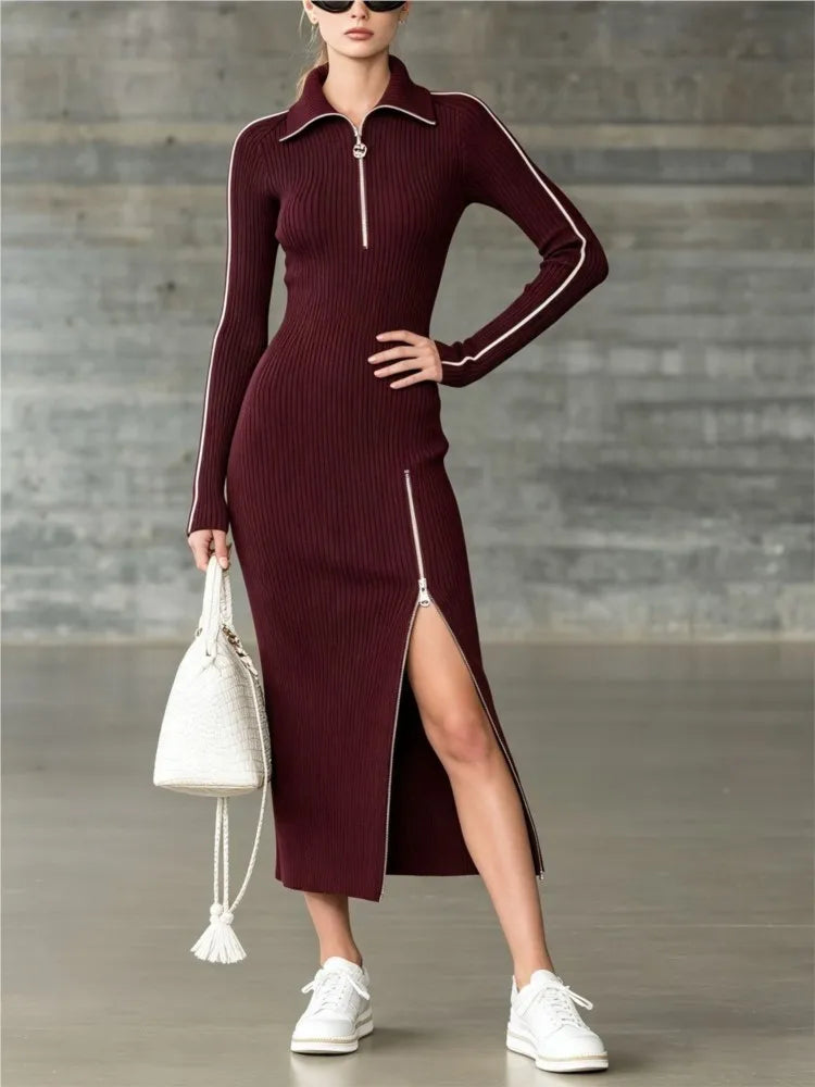 Marcella Ribbed Knit Midi Dress