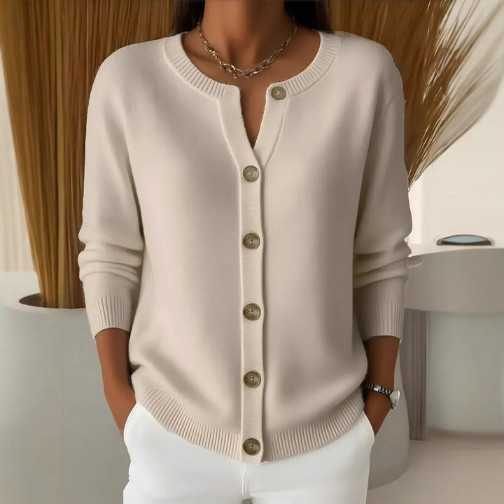Anouska Notch Neck Buton Cardigan