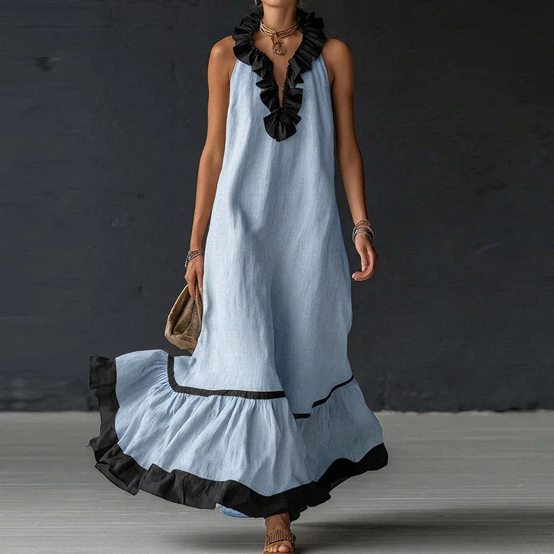 Ilyana Ruffle Trim Maxi Dress
