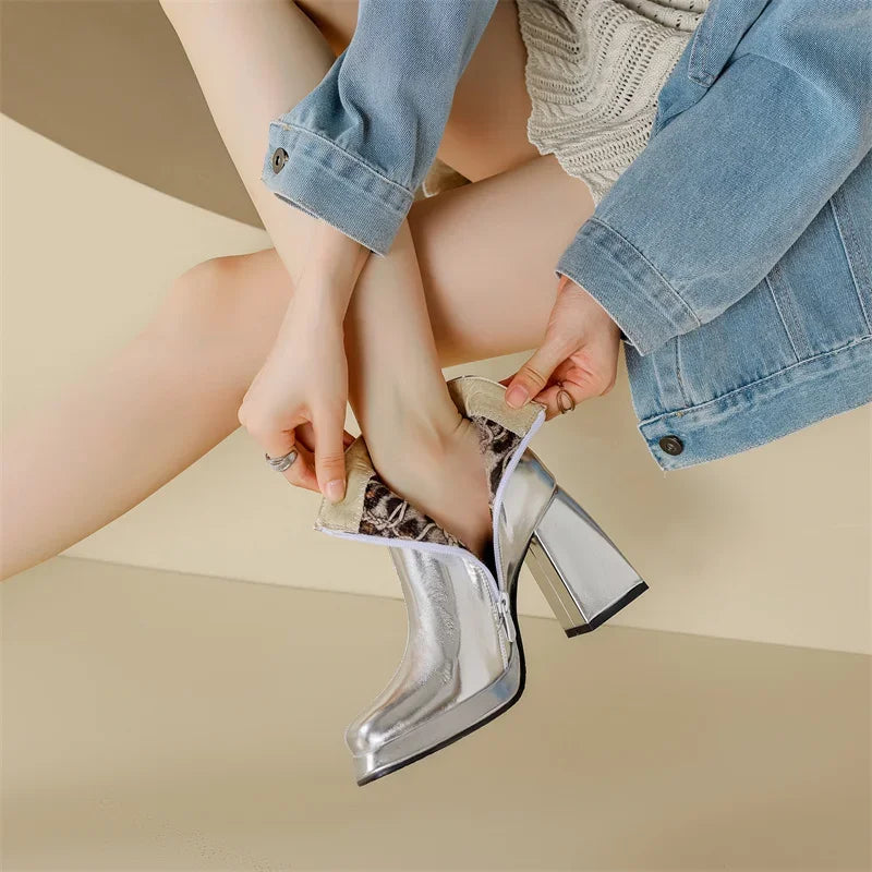 Elara Metallic Platform Ankle Boots