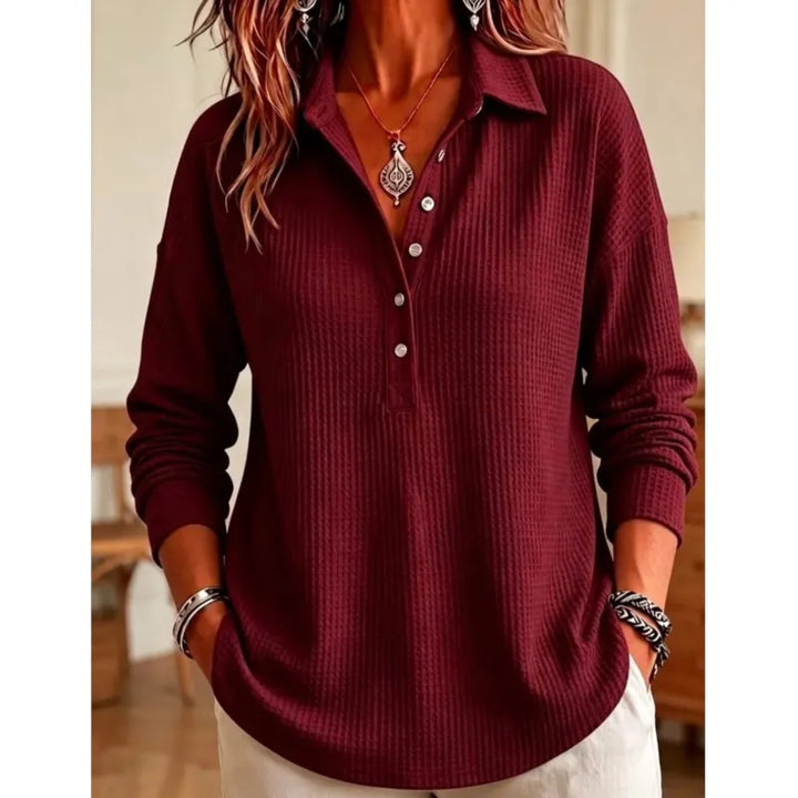 Marlow Waffle Knit Polo Sweater