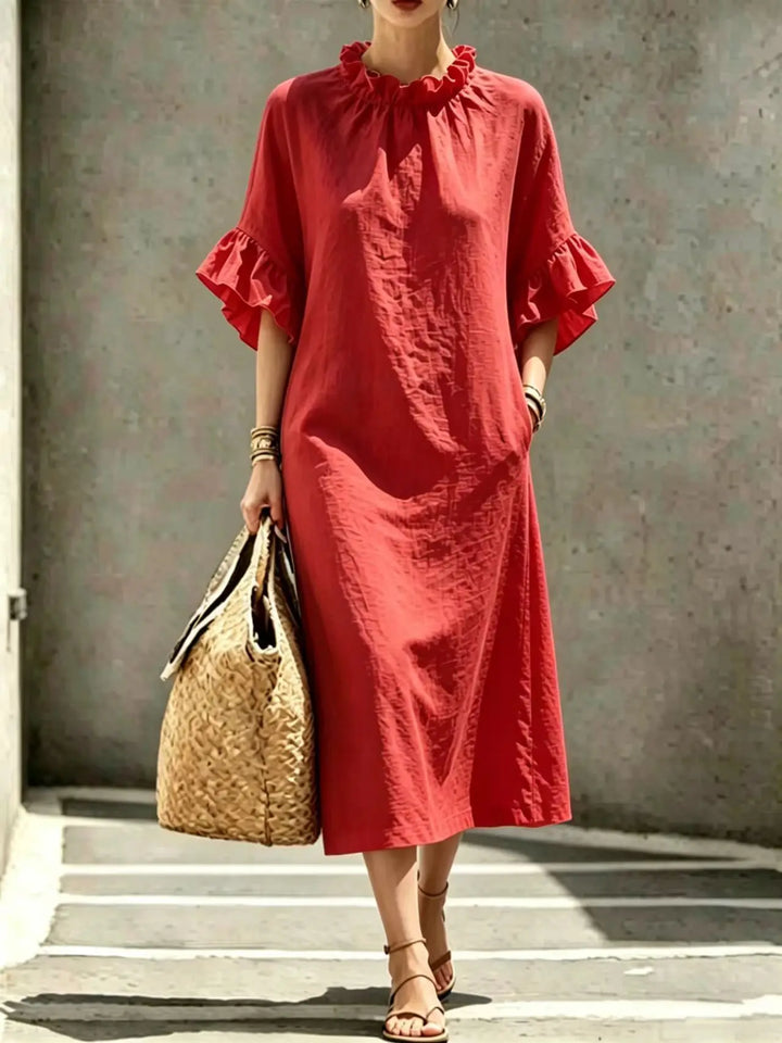 Eulalie Ruffle Sleeve Midi Dress