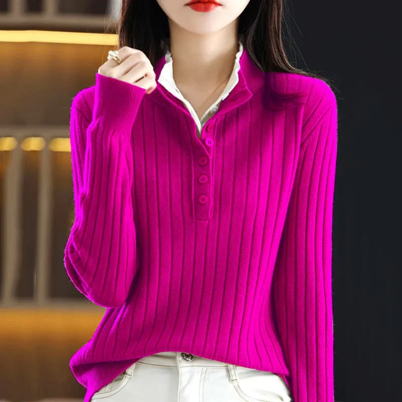 Marlena Button Up Ribbed Sweater