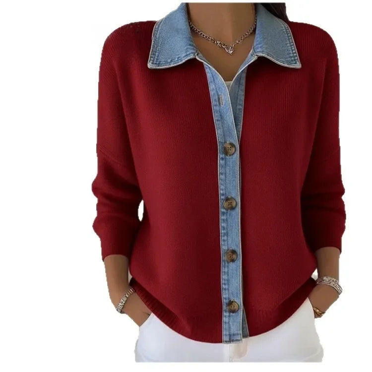 Amoret Denim Placket Cardigan