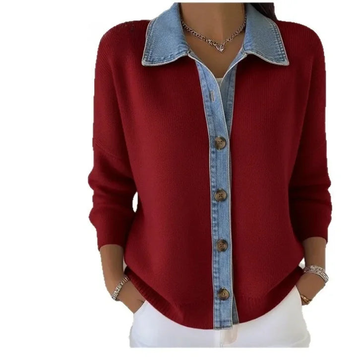 Amoret Denim Placket Cardigan