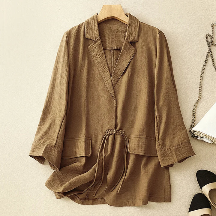 Melissa Drawstring Linen Blazer