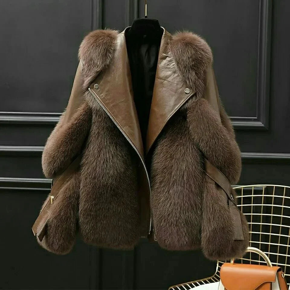 Fontaine Faux Fur Moto Jacket