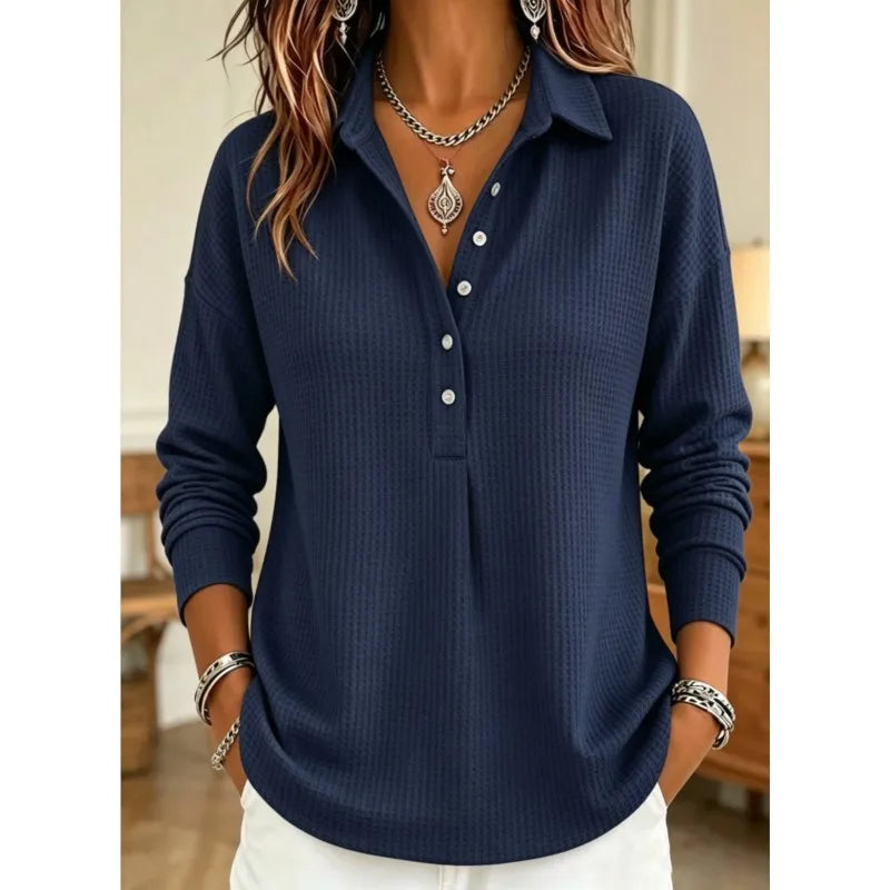 Marlow Waffle Knit Polo Sweater