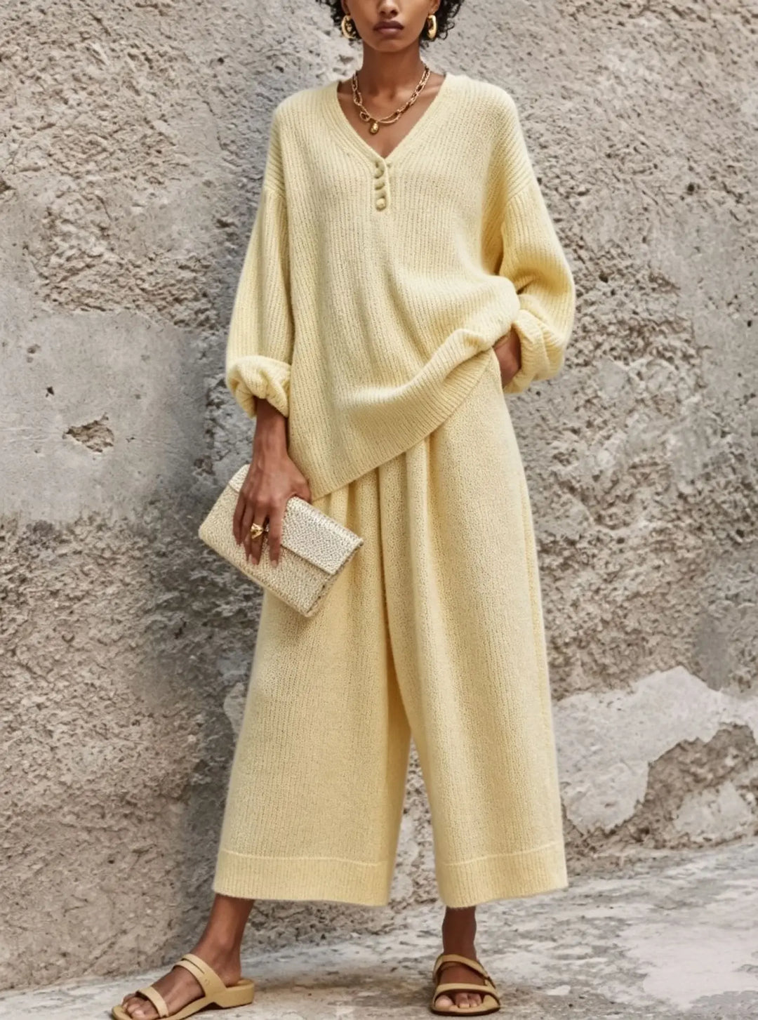 Ursula Button Placket Sweater Set
