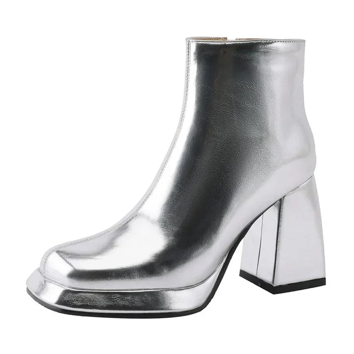 Elara Metallic Platform Ankle Boots