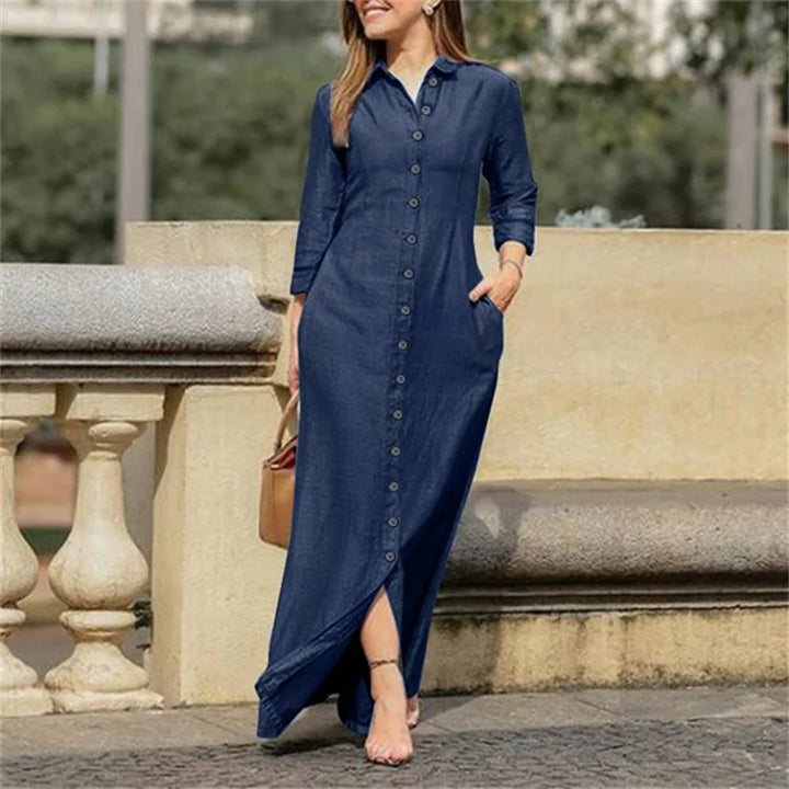 Felicity Denim Maxi Shirt Dress