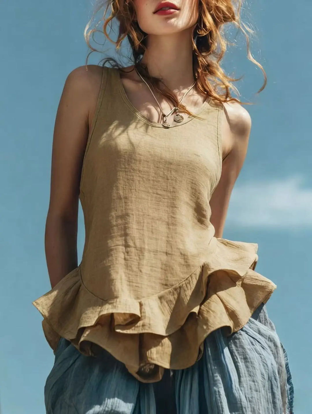 Andrea Ruffle Hem Tank Top