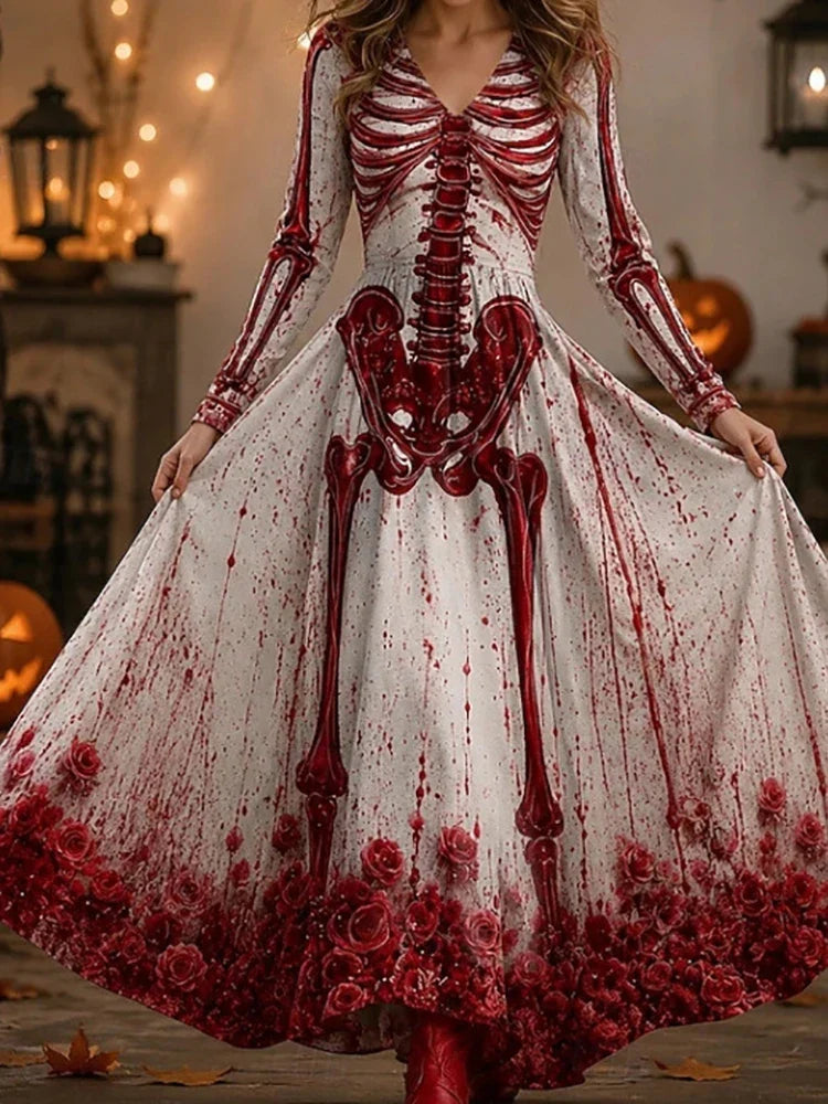 Ophelia Skeleton Print Maxi Dress