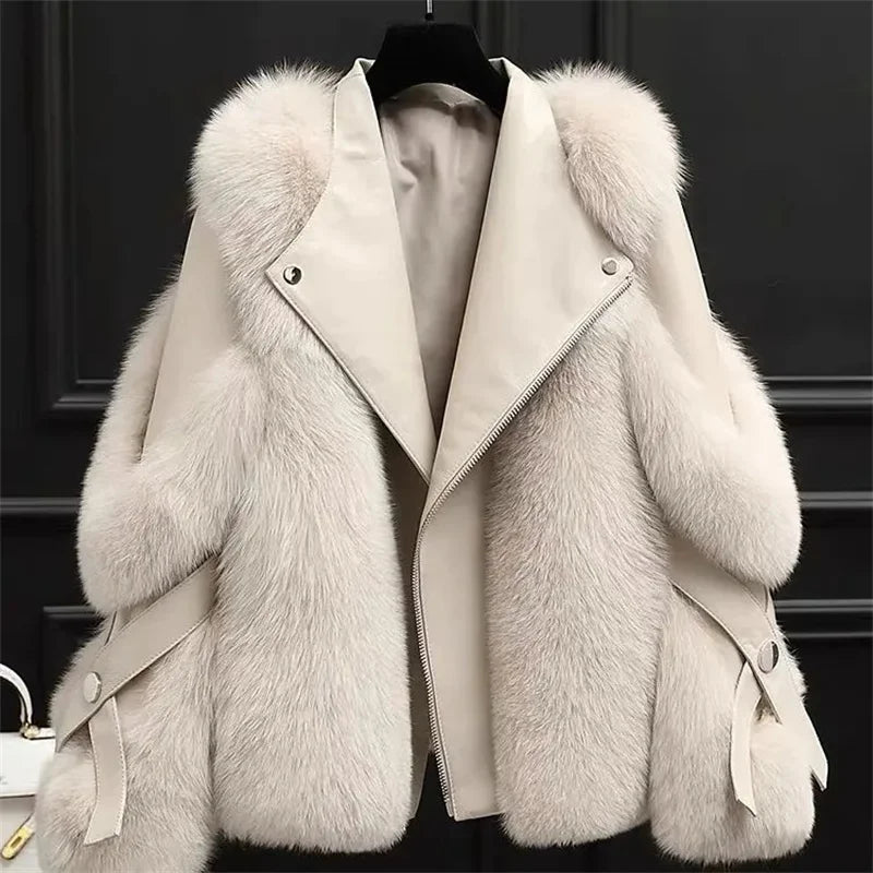 Fontaine Faux Fur Moto Jacket